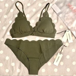NWT Marysia scalloped bikini in Desert Sage